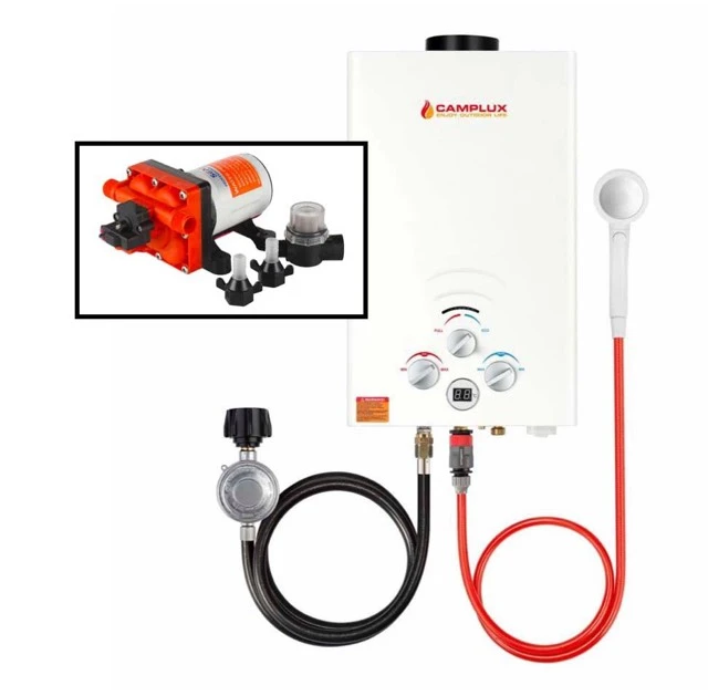 Camplux 8L Propane Gas Tankless Water Heater W/ Seaflo Pump & Strainer 3 Camplux 8L Propane Gas Tankless Water Heater W/ Seaflo Pump & Strainer