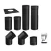 6''Ø Black Single Wall Pipe Kit - To The Wall -camping shop 6 black pipe kit to the wall sp00360