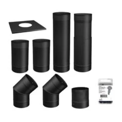 6''Ø Black Single Wall Pipe Kit - To The Wall