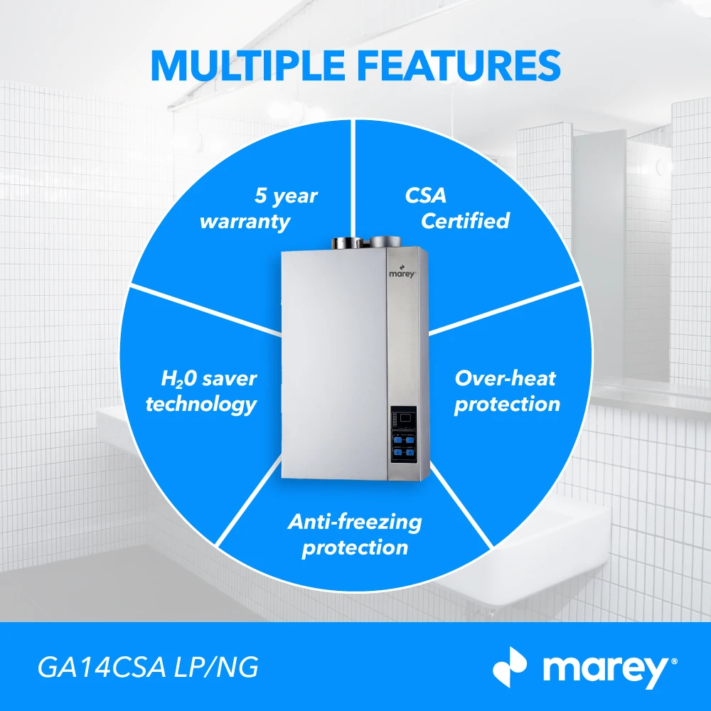 Marey 14L Direct Vent Indoor Tankless Water Heater + Vent Bundle 4 Marey 14L Direct Vent Indoor Tankless Water Heater + Vent Bundle - Image 2