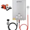 Camplux 8L Grey Propane Gas Tankless Water Heater W/ Seaflo Pump & Strainer