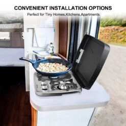 Camplux Built-in Propane RV Gas Cooktop Stainless Steel Stove With 2 Burner Cover Included -camping shop cooktopop